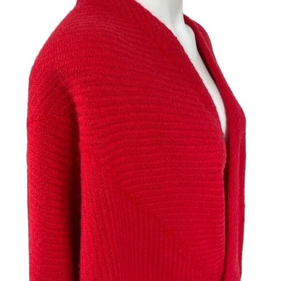 Handwoven Fringed Wool Poncho Red Churchill Artisan Made Shawl Wrap - Christmas - Picture 3 of 8